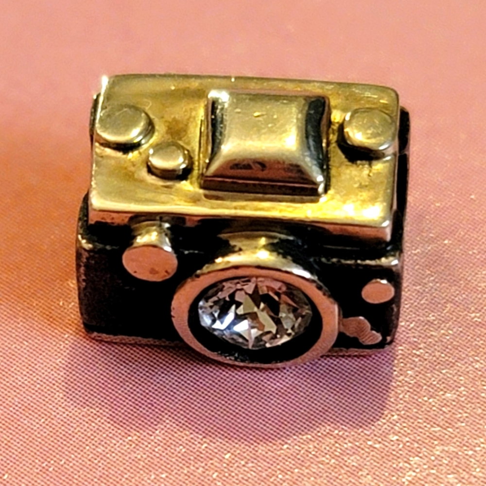 Swarovski Crystal Vintage Camera Charm Silver Authentic Soufeel Brand